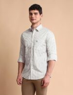 U.S. POLO ASSN. Men Cotton Modal Vertical Striped Tailored Fit Shirt - Image 4