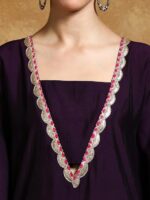 Varanga Women-Zari & Sequin Detailed Ethnic Printed Flared Kaftan With Trouser - Image 5