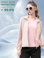 Venzina® UPF 150+ Sunscreen Jacket for Women, Stylish Sun Protection Jackets for Women, Cool Feel Quick Dry Sun Hoodie, Modern Fit with Removable Hat & Zip Pocket, for Driving, Camping - Image 3