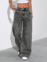 GRECIILOOKS Cargo Jeans for Women – Wide Leg High Waist Baggy Denim Pants | Casual Fit Trousers with Utility Pocket Design - Image 3