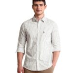 U.S. POLO ASSN. Men Cotton Modal Vertical Striped Tailored Fit Shirt