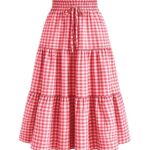 Aahwan Women's Polycotton Maxi Solid Tiered Ruched Elastic Waist Skirt