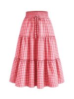 Aahwan Women's Polycotton Maxi Solid Tiered Ruched Elastic Waist Skirt