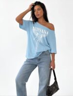 SXV STYLE SOL Women Summer Loose Asymmetrical Neck Cocktail Fruit Orange Y2K Graphic Oversized T-Shirt - Image 9