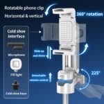 ZETY Magnetic Selfie Stick Tripod with Remote Control & Fill Light | Extendable Portable Phone Stand | 3-in-1 Selfie Stick, Tripod & Phone Holder | Compatible with All Smartphones (White) - Image 3