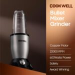 Cookwell Bullet Mixer Grinder (5 Jars, 3 Blades, Silver) - Copper, 600 Watts - 2 Year Warranty - Image 2