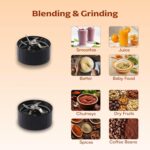 Cookwell Bullet Mixer Grinder (5 Jars, 3 Blades, Silver) - Copper, 600 Watts - 2 Year Warranty - Image 4