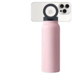 Insulated Water Bottle with Megnetic Phone Holder - Stainless Steel Bottle with Magnetic Tripod Mount - Hot 12H, Cold 24H, 360° Rotate - 710 Ml (Pink)