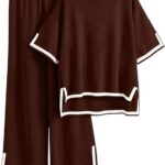 TYSORT Women Casual Summer co ords Set Track Suit Oversized Top Baggy Pant,Top and Pajama Set