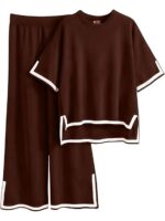 TYSORT Women Casual Summer co ords Set Track Suit Oversized Top Baggy Pant,Top and Pajama Set
