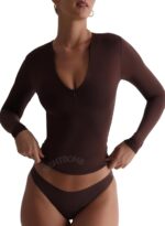 SIGHTBOMB Microfiber Ultra Soft Round Neck Front Zip Long Sleeve Cuddle TEE Active WEAR/Casual WEAR TOP for Women - Image 3