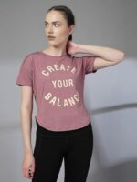 CHKOKKO Womens Stylish Activewear Quick Dry Lightweight Breathable Printed Round Neck Half Sleeve Regular Fit Gym T Shirt for Sports Yoga and Training - Image 5
