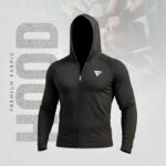 Mens Full Sleeve Compression Hood Black | Polyester Spandex Stretch Gym Hoodie | Muscle Support Training Top | Gymwear for Bodybuilding Workout Running Fitness Activewear - Image 5