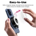 ULANZI Magnetic Selfie Light, LED Fill Light Compatible with Magsafe, LED Selfie Ring Light Included Sticky Ring for Phones, for Selfies/Photography/TikTok/Zoom Calls/Video Conference Color Black - Image 9
