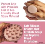 RENESMEE Scalp Massager Shampoo Brush, Eco-friendly Wheat Straw body with Soft Silicon Bristles, Hair Scalp Scrubber, Scalp Exfoliator | Dandruff Removal, Prevents Hair loss (Pink) - Image 4