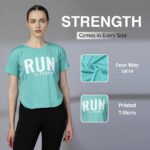 CHKOKKO Womens Stylish Activewear Quick Dry Lightweight Breathable Printed Round Neck Half Sleeve Regular Fit Gym T Shirt for Sports Yoga and Training - Image 15