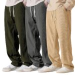 Preneum Men Mid Rise Poly Cotton Loose Fit Trouser || Korean Style Travel & Lounge Wear with Pockets (Available in Plus Size) (Combo Pack of 3) - Image 4
