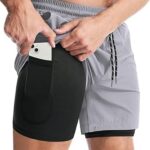 Men’s 2 in 1 Active Dual Shorts with Inner Tights | Double Layer Gym Shorts | Running, Training & Sports Shorts with Pocket Plus Size (S to 6XL)