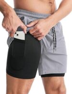 Men’s 2 in 1 Active Dual Shorts with Inner Tights | Double Layer Gym Shorts | Running, Training & Sports Shorts with Pocket Plus Size (S to 6XL)