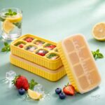 BIDFUL [3 Pack] Yellow Ice Cube Tray with Lids, 2-Inch Large Silicone Flexible 8-Cavity Ice Maker Molds for Whiskey & Cocktails, Easy-Release Reusable Ice Cubes, BPA-Free