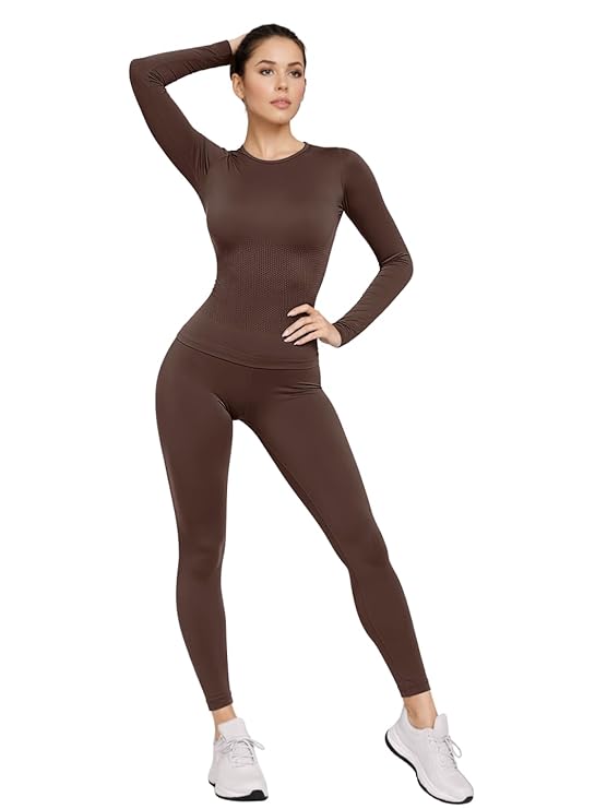celay Celary Korean Women Gym Wear Set | Full Sleeves Workout Top & High Waist Leggings |Fully Stretchable Slim Fit Activewear | Fitness Activewear Set for Gym, Yoga, Running, Training - Image 1