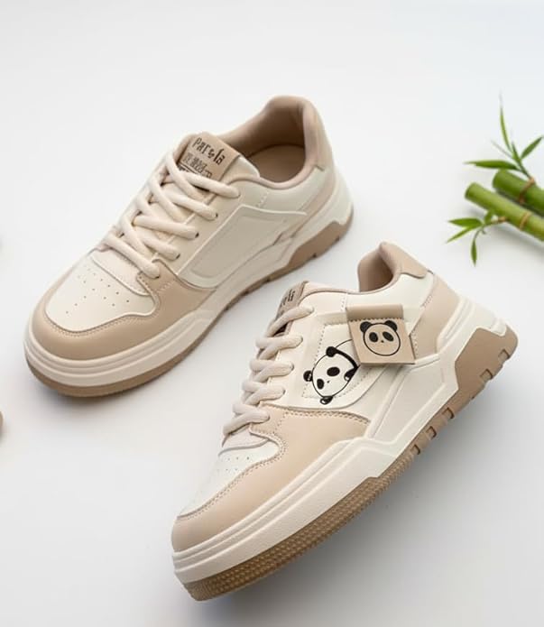 cut shoes Sneakers for Women Comfortable Synthetic Leather Shoes for Woman, Lace-Up Casual Girls Shoe, Lightweight Sneaker Shoes for Woman - Image 1