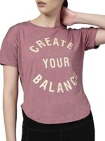 CHKOKKO Womens Stylish Activewear Quick Dry Lightweight Breathable Printed Round Neck Half Sleeve Regular Fit Gym T Shirt for Sports Yoga and Training