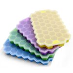CLOUDVALLEY 4 Pack Silicone Ice Cube Trays with Lids Easy-Release Hexagon Ice Maker for Freezer, Reusable Food-Grade Ice Molds for Cocktail Bar, Whiskey, Iced Coffee & Home Kitchen (Multi Color)