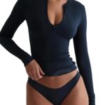 SIGHTBOMB Microfiber Ultra Soft Round Neck Front Zip Long Sleeve Cuddle TEE Active WEAR/Casual WEAR TOP for Women