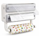 Foil Paper Cutter and Holder with Paper Towel Rack - Wall Mounted Aluminium Foil, Cling Film and Wax Paper Dispenser Organizer with Sliding Cutter for Kitchen Storage and Food Wrapping (Gery) - Image 7