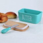 Butter Dishes Box Premium Quality Elite Range Heavy Fine Porcelain Butter Box,Butter Dish with Wooden Top Cover,Lid with a Knife (Light Green), Standard - Image 7
