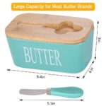 Butter Dishes Box Premium Quality Elite Range Heavy Fine Porcelain Butter Box,Butter Dish with Wooden Top Cover,Lid with a Knife (Light Green), Standard - Image 3