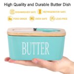 Butter Dishes Box Premium Quality Elite Range Heavy Fine Porcelain Butter Box,Butter Dish with Wooden Top Cover,Lid with a Knife (Light Green), Standard - Image 4