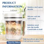 PrimeWorld 350 ml Oats Container With Lids And Spoon set of 1 pc Glass Mason Jars For Overnight Oats Leak Proof Container with Measurment For Cereal Fruit Vegetable Milk Salad Yogurt (random color) - Image 3