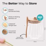 The Better Home Borosilicate Glass Jar for kitchen storage With Wooden Lid | 680 Ml | Overnight Oats Jar | Multipurpose Airtight Storage Jar for Oats, Snacks, Tea, Coffee | Microwave & Oven Safe - Image 3