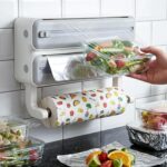 Foil Paper Cutter and Holder with Paper Towel Rack - Wall Mounted Aluminium Foil, Cling Film and Wax Paper Dispenser Organizer with Sliding Cutter for Kitchen Storage and Food Wrapping (Gery) - Image 6