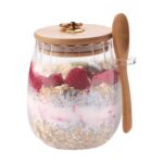 The Better Home Borosilicate Glass Jar for kitchen storage With Wooden Lid | 680 Ml | Overnight Oats Jar | Multipurpose Airtight Storage Jar for Oats, Snacks, Tea, Coffee | Microwave & Oven Safe