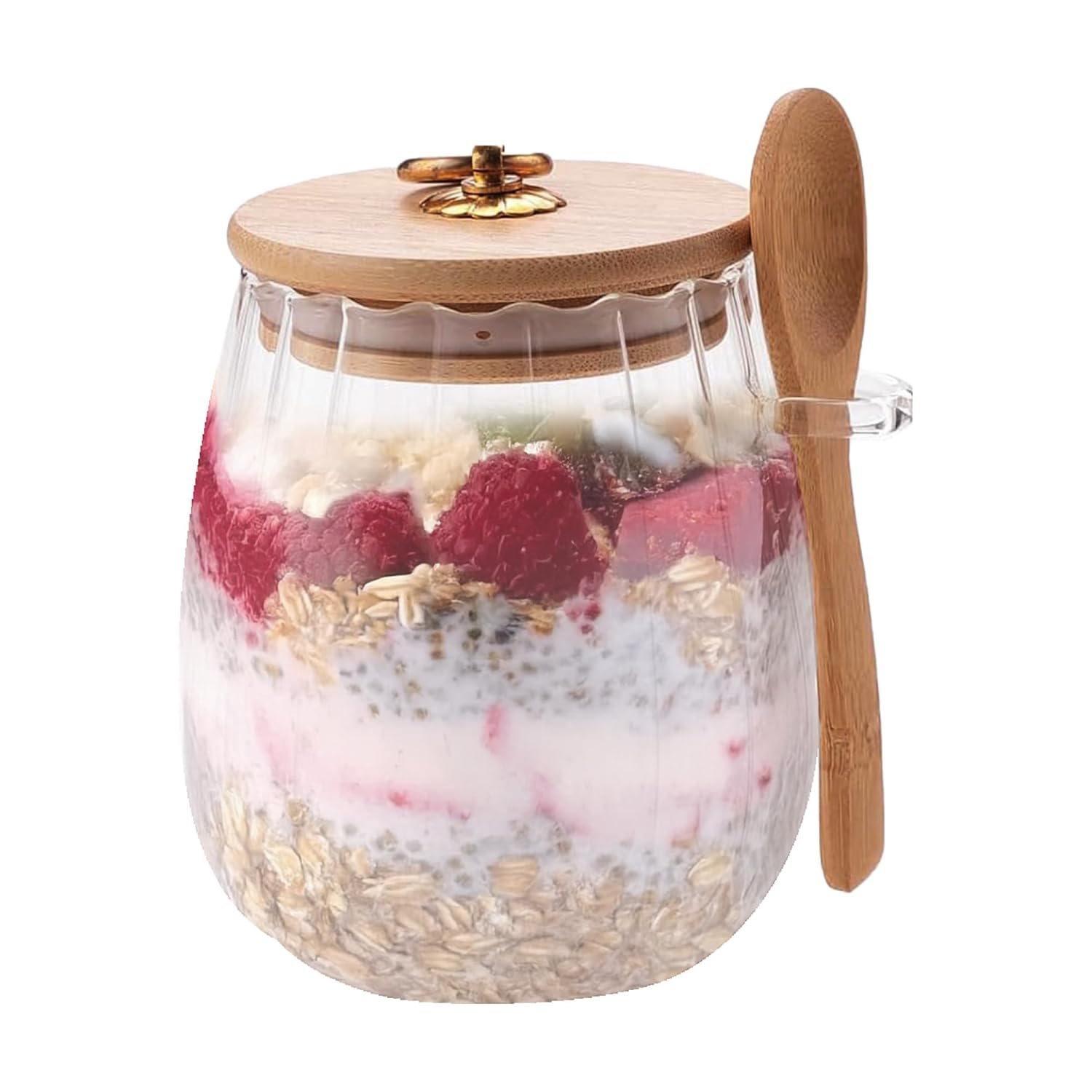 better The Better Home Borosilicate Glass Jar for kitchen storage With Wooden Lid | 680 Ml | Overnight Oats Jar | Multipurpose Airtight Storage Jar for Oats, Snacks, Tea, Coffee | Microwave & Oven Safe - Image 1