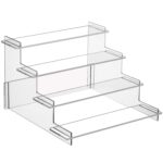 HENABLE 4-Tier Acrylic Display Risers – Clear Perfume Organizer Stand, Cupcake & Dessert Stand, Shelf Display for Cosmetics, Collectibles & Decor