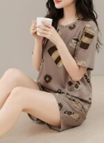 SMOWKLY Women Korean Shorts Pajama Set – Cotton Blend Nightwear Top & Shorts Co-Ord Set | Soft & Comfortable Summer Sleepwear & Lounge Wear - Image 2