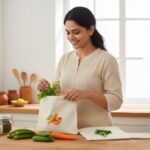 100% Cotton Reusable Vegetable Storage Bags for Fridge – Breathable, Washable Cloth Zipper Bags for Kitchen Organizer, Eco-Friendly Produce Storage Pouch – Pack of 6 - Image 7