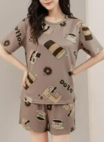 SMOWKLY Women Korean Shorts Pajama Set – Cotton Blend Nightwear Top & Shorts Co-Ord Set | Soft & Comfortable Summer Sleepwear & Lounge Wear - Image 5