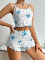 Women's Silk-Look Cami & Shorts Nightwear Set – Lace Detail Sleepwear & Comfortable Lounge Set - Image 12