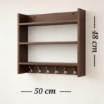 FireBees Wall Mounted Kitchen Organizer Rack with Hooks – Wooden Kitchen Storage Shelf - Image 3