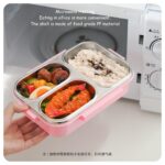 850ml Leak-Proof Stainless Steel Lunch Box – 3 Compartments, Heat-Retaining Base, BPA-Free Tiffin Box | Pink - Image 6