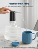 COSTAR Water Dispenser Pump for 20 Litre Bottle, Portable Water Dispenser with Removable Spout, USB Rechargeable Water Pump with 1.5L/Min Fast Flow, 1200mAh Battery, Kingfisher 4 Pro, Black - Image 6