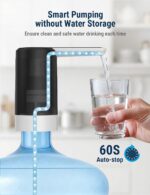 COSTAR Water Dispenser Pump for 20 Litre Bottle, Portable Water Dispenser with Removable Spout, USB Rechargeable Water Pump with 1.5L/Min Fast Flow, 1200mAh Battery, Kingfisher 4 Pro, Black - Image 4