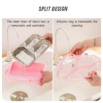 850ml Leak-Proof Stainless Steel Lunch Box – 3 Compartments, Heat-Retaining Base, BPA-Free Tiffin Box | Pink - Image 7