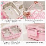850ml Leak-Proof Stainless Steel Lunch Box – 3 Compartments, Heat-Retaining Base, BPA-Free Tiffin Box | Pink - Image 8