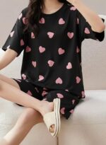 SMOWKLY Women Korean Shorts Pajama Set – Cotton Blend Nightwear Top & Shorts Co-Ord Set | Soft & Comfortable Summer Sleepwear & Lounge Wear - Image 8